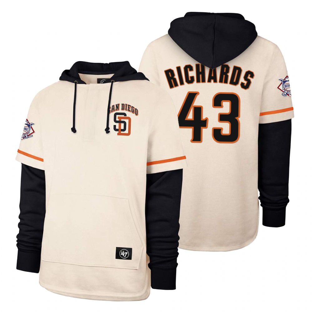 Men San Diego Padres #43 Richards Cream 2021 Pullover Hoodie MLB Jersey